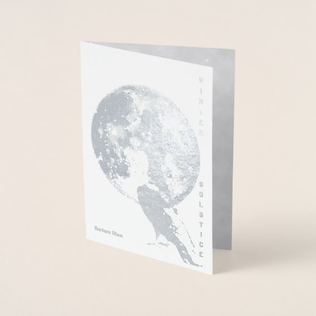 Winter Solstice: Moon and Dove Foil Card (Front)