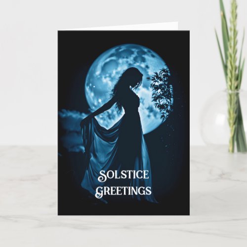 Winter Solstice Moon and Woman Solstice Night Wit Card