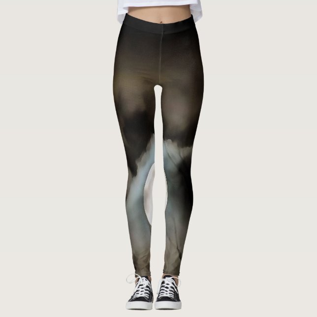 Winter Solstice Moon Celestial Art Leggings (Front)