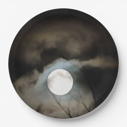 Winter Solstice Moon Celestial Art Paper Plates
