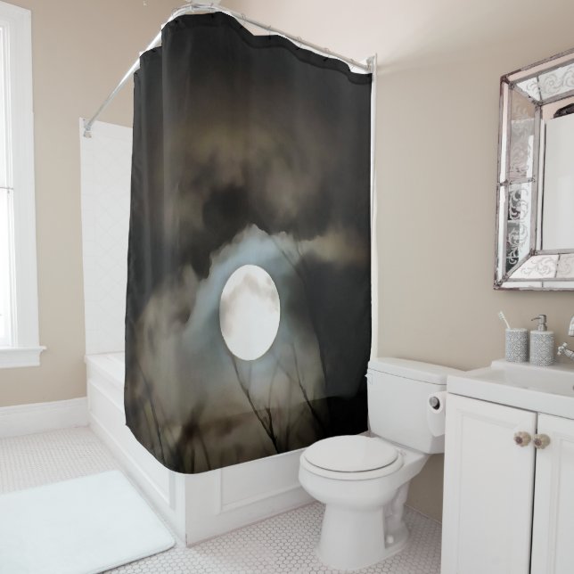 Winter Solstice Moon Celestial Art Shower Curtain (In Situ)