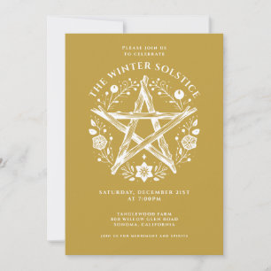 Winter Solstice Party Gold Invitation