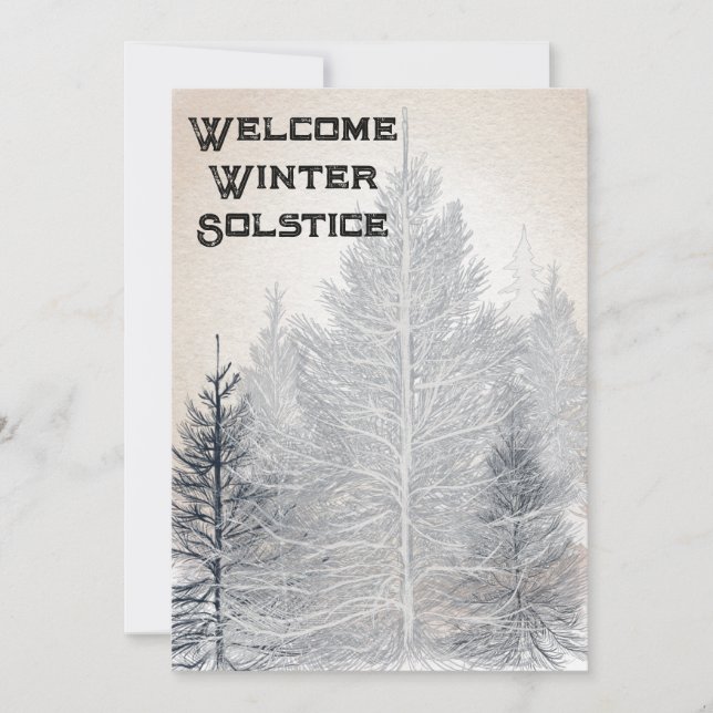 Winter Solstice Party Invitation bare trees  (Front)