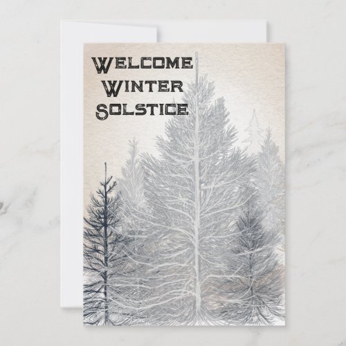 Winter Solstice Party Invitation bare trees 