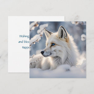 Winter Solstice Pretty Snow Fox Flat Card
