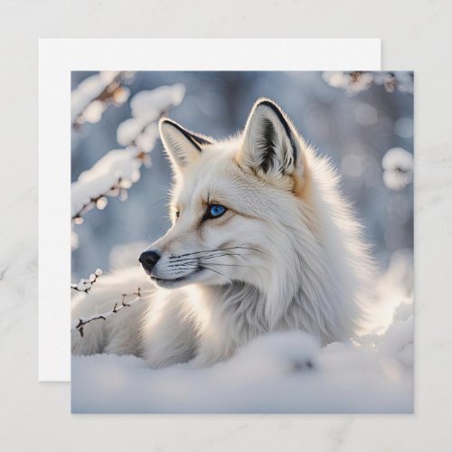 Winter Solstice Pretty Snow Fox Flat Card