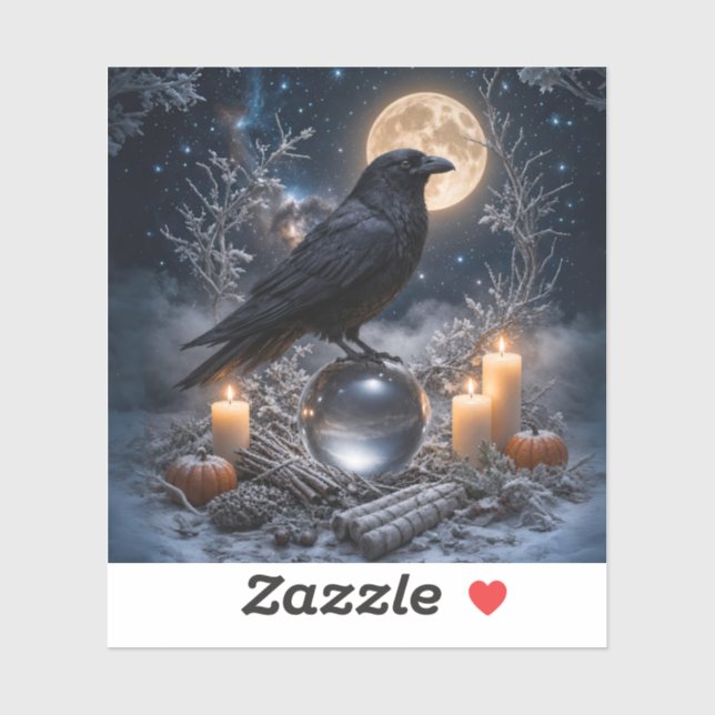Winter Solstice Raven and Snow Yule Sticker (Sheet)