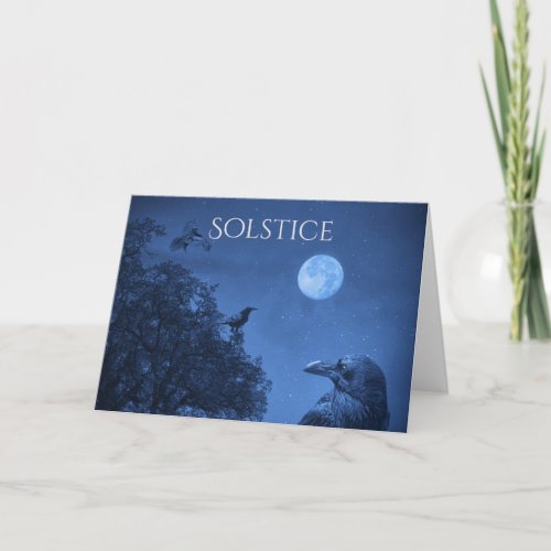 Winter Solstice Ravens and Night Sky Pagan Card