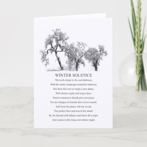 Winter Solstice Snow and Trees Blessings Poem Card