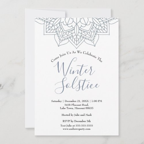 Winter Solstice Snow Flake Mandala Yule Invitation