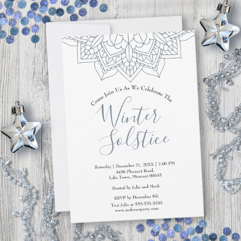 Winter Solstice Snow Flake Mandala Yule Invitation by Cosmic_Crow_Designs at Zazzle