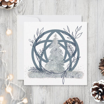 Winter Solstice Snow Glitter Tree Wicca Holiday Card by Cosmic_Crow_Designs at Zazzle