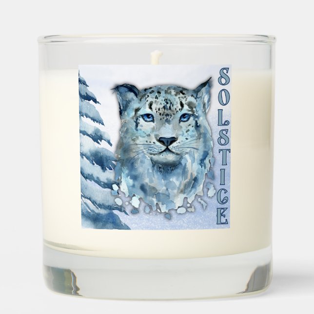 Winter Solstice Snow Leopard Scented Candle (Front)