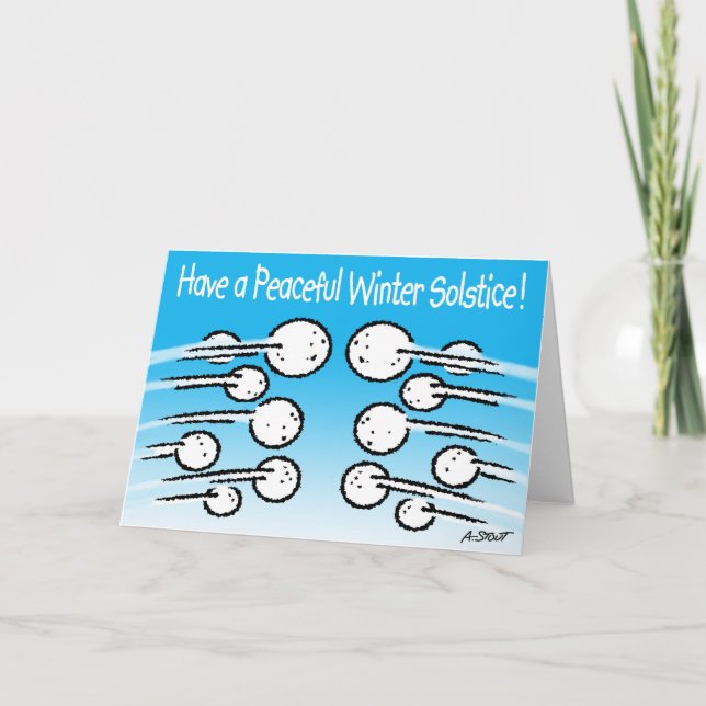Winter Solstice Snowball Fight - Holiday Card (Front)