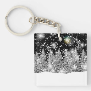 Winter Solstice Snowfall Keychain