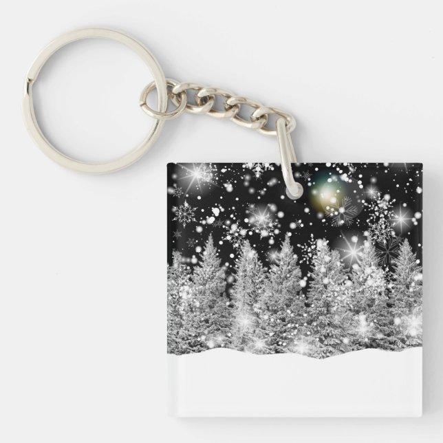 Winter Solstice Snowfall Keychain (Front)
