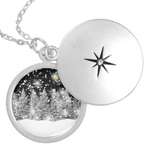 Winter Solstice Snowfall Locket Necklace