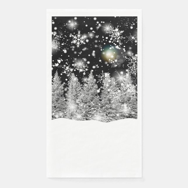 Winter Solstice Snowfall Paper Guest Towels (Front)