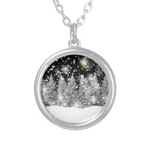 Winter Solstice Snowfall Silver Plated Necklace