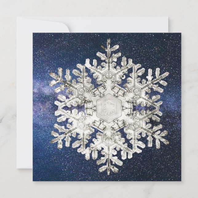 Winter Solstice Snowflake Crystal Geometric Holiday Card (Front)