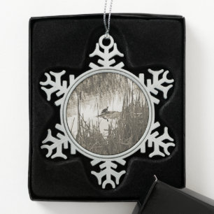Winter Solstice Snowflake Pewter Christmas Ornament