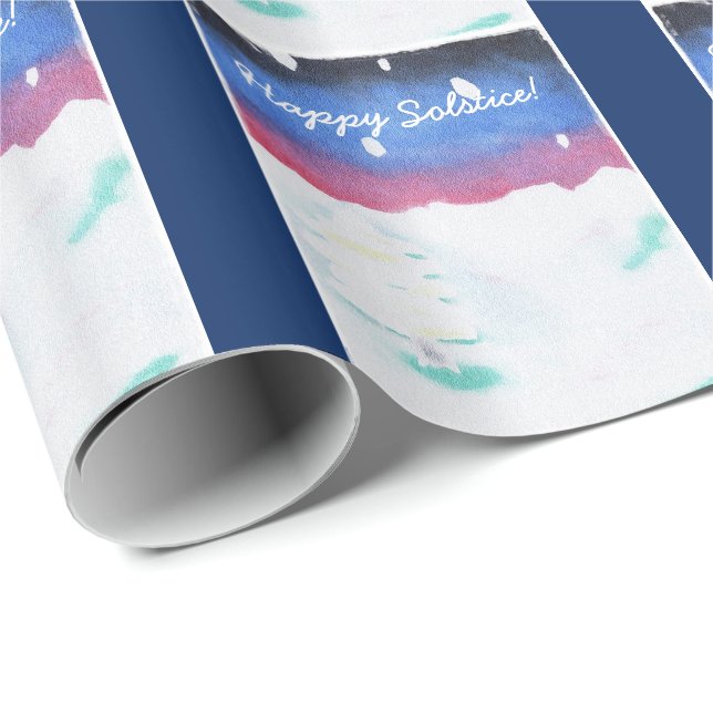 Winter Solstice Snowy Scene Yule Wrapping Paper (Roll Corner)