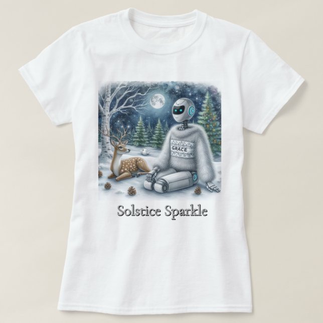 Winter Solstice Sparkle Deer Grace Being Grace  T-Shirt (Design Front)