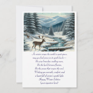 Winter Solstice Stag in the Snow Holiday Card