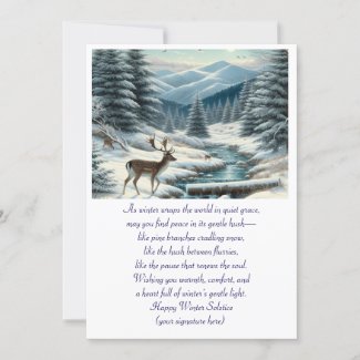 Winter Solstice Stag in the Snow