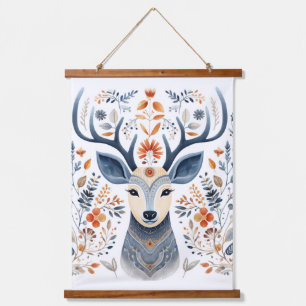 Winter Solstice Stag Yuletide Hanging Tapestry