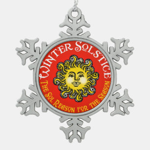 WINTER SOLSTICE - The Sol Reason for the Season Snowflake Pewter Christmas Ornament