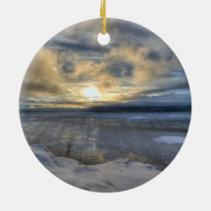 Winter Solstice Turnagain Arm Ceramic Ornament