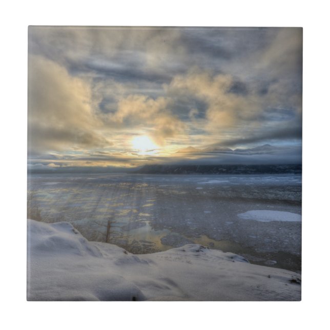 Winter Solstice Turnagain Arm Ceramic Tile (Front)