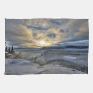 Winter Solstice Turnagain Arm Kitchen Towel