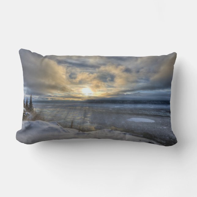 Winter Solstice Turnagain Arm Lumbar Pillow (Front)