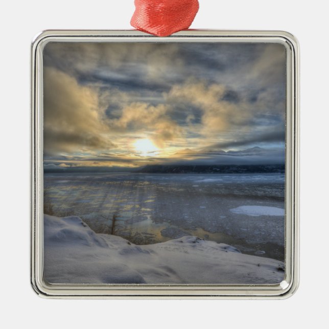 Winter Solstice Turnagain Arm Metal Ornament (Front)