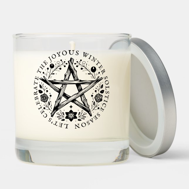 Winter Solstice Twig Star Pentacle Wicca  Scented Candle (Lid)