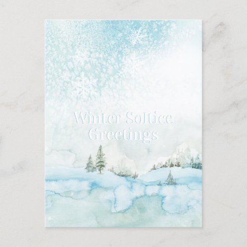 Winter Solstice Watercolor Woodland Winter Scene Postcard