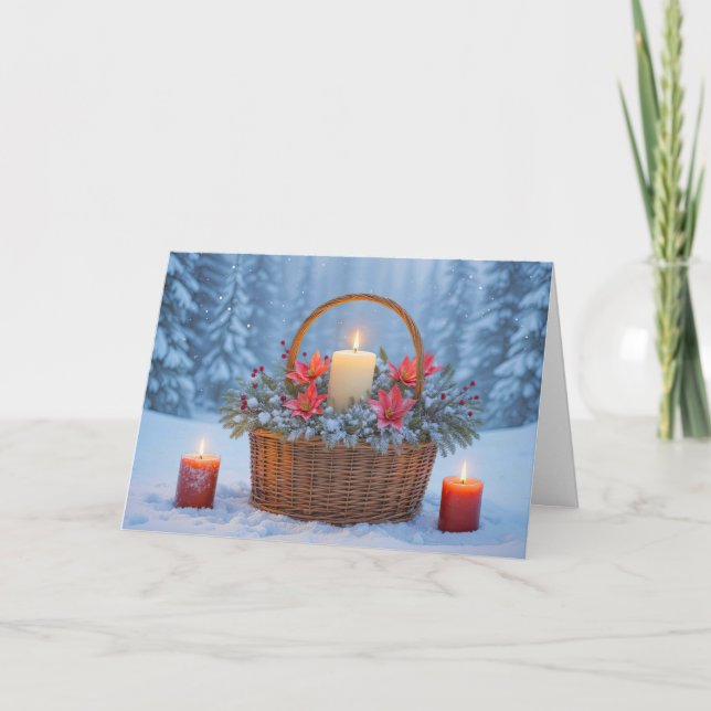 Winter Solstice with Candles Nature Pretty Card (Front)