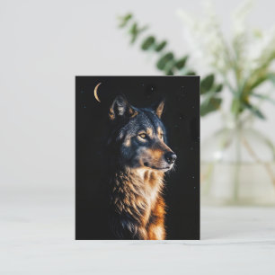 Winter Solstice Wolf Wolves Crescent Moon Yule Holiday Postcard