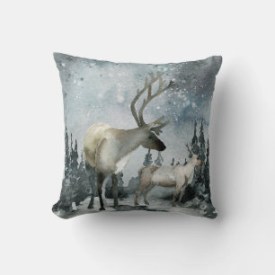Winter Solstice Woodland Forest Stag Deer Throw Pi Throw Pillow