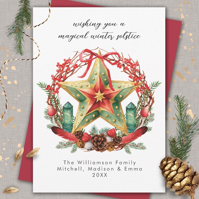 Winter Solstice Wreath Star Holiday Christmas Yule Card (Creator Uploaded)