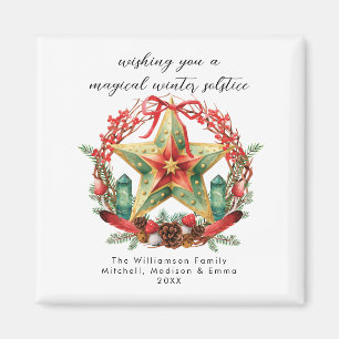 Winter Solstice Wreath Star Holiday Christmas Yule Magnet