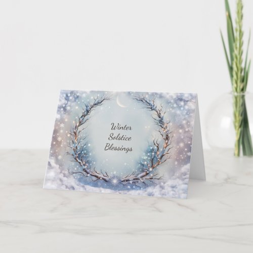 Winter Solstice Yule Bohemian Look Wreath  Card