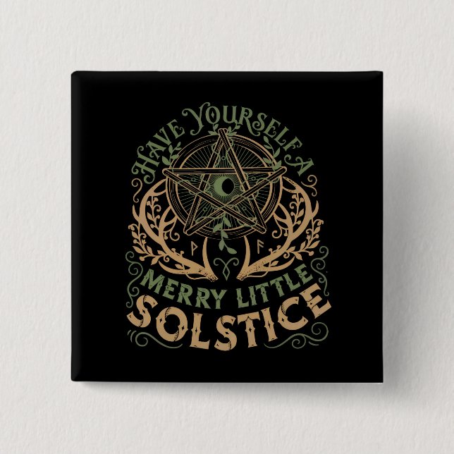 Winter Solstice Yule Christmas Holiday  Button (Front)