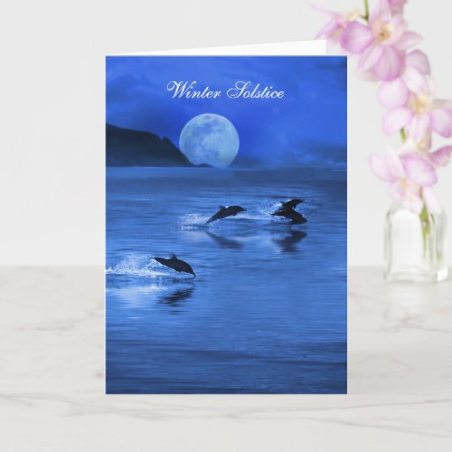Winter Solstice Yule Dolphins Sea Ocean Card