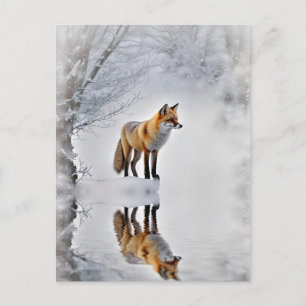 Winter Solstice Yule Fox Winter Snow Holiday Postcard