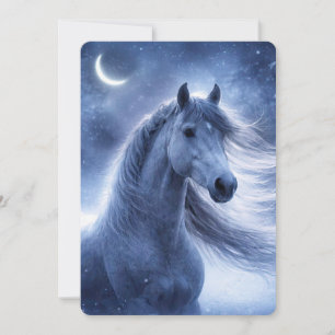 Winter Solstice Yule Horse Night Crescent Moon Note Card