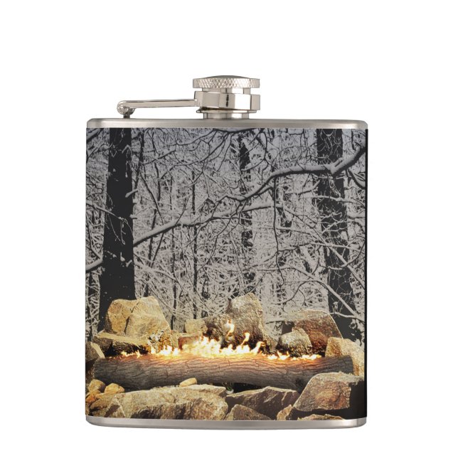 Winter Solstice Yule Log Flask (Front)