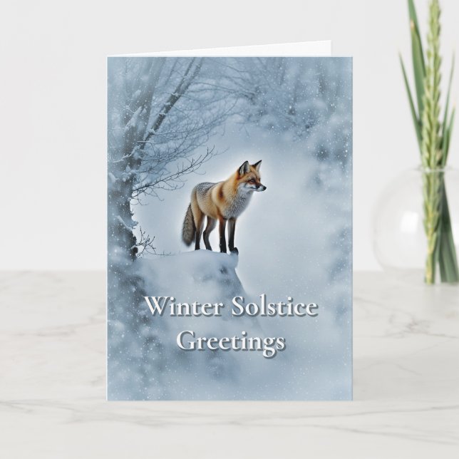 Winter Solstice Yule Nature with Beautiful Red Fox Card (Front)